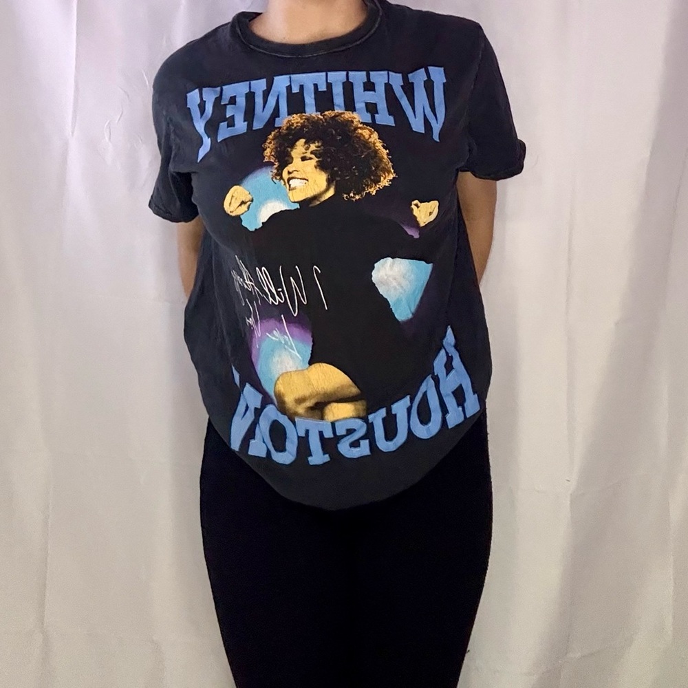 Fashion Nova Black and Blue Graphic Tee - Whitney Houston